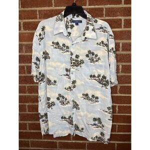Croft Barrow Men’s Hawaiian Shirt Blue Island XL